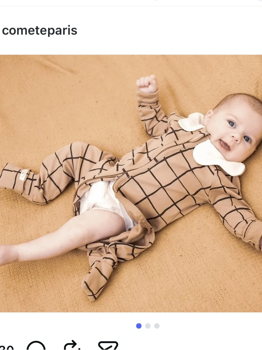 Comete Paris Organic Cotton One Piece Suit/Pajama Size 0-3 Month NWT